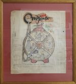 Стоян Венев 1955 нова година Стършел №400 44х50-с рамка